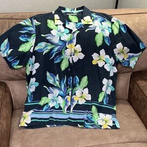 Tommy Bahama Tropical Floral Shirt - Black and Green